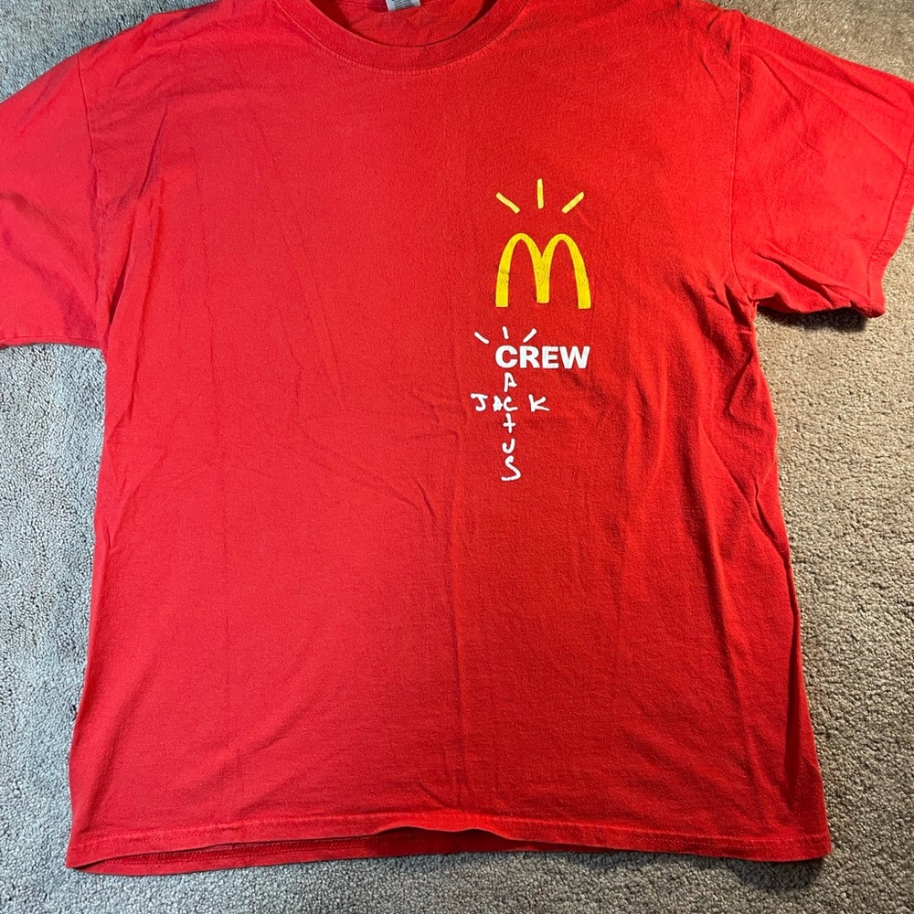 Travis Scott x McDonald's Cactus Jack Crew T-Shirt.